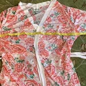 🦋 CORAL Cozee Corner Robe & Gown Floral 1X  NWOT